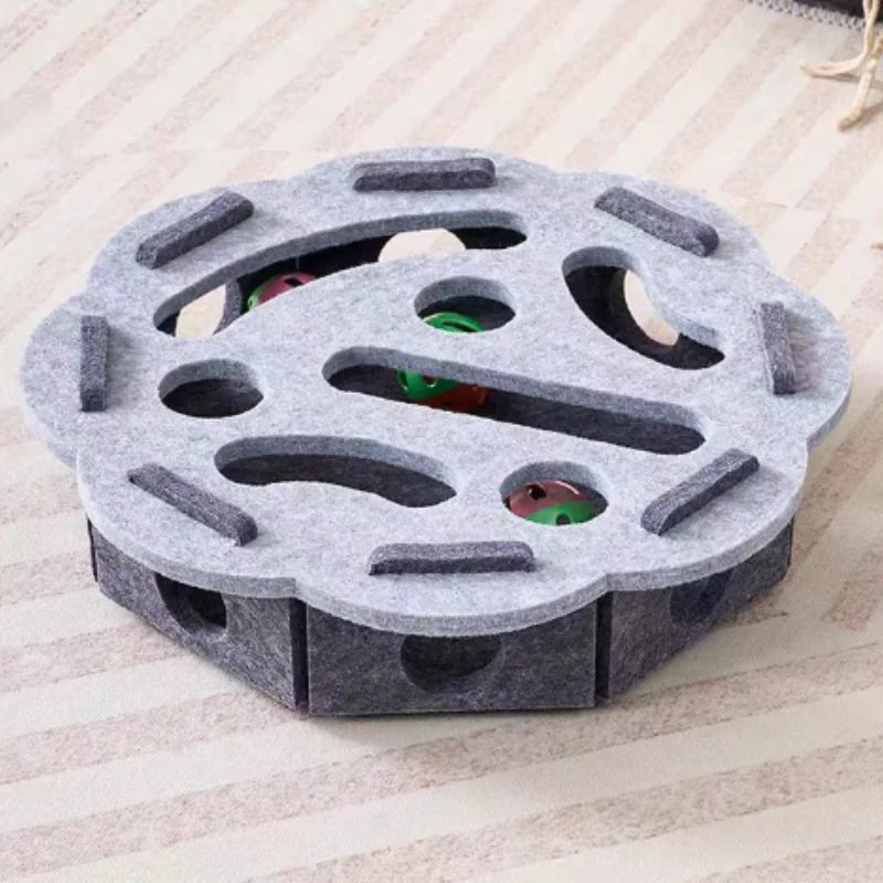Interactive Felt Cat Puzzle Box With Bell Ball