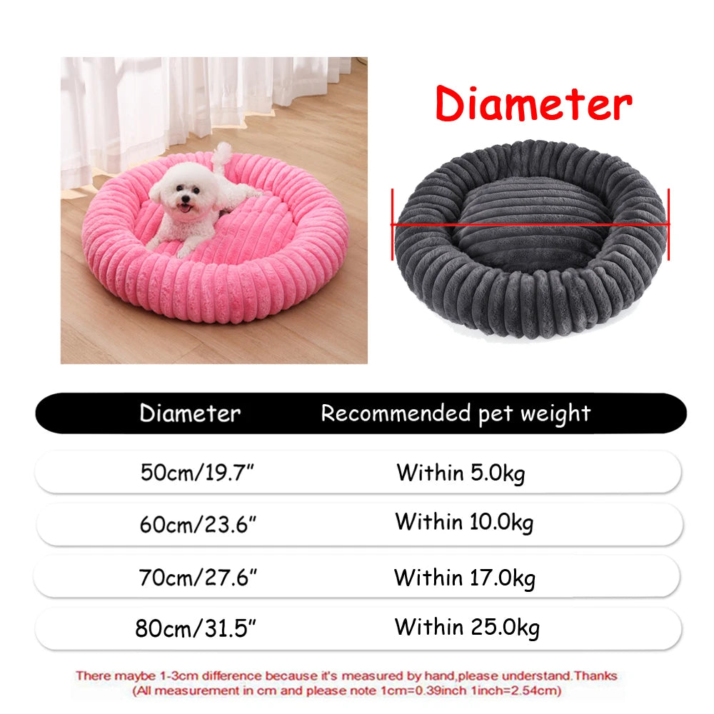 Plush Round Winter Warm Pet Bed in Six Sizes