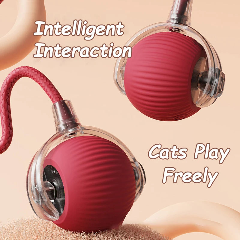 2 Pack Smart Interactive Rolling Cat Ball Toys with Faux Tails