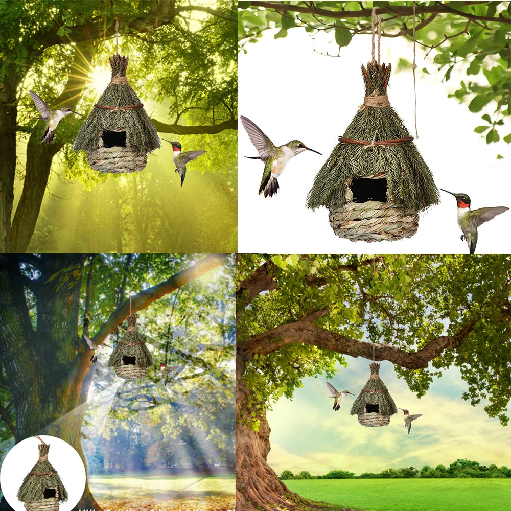 Woven Natural Grass Birdhouse Hideaway Decoration