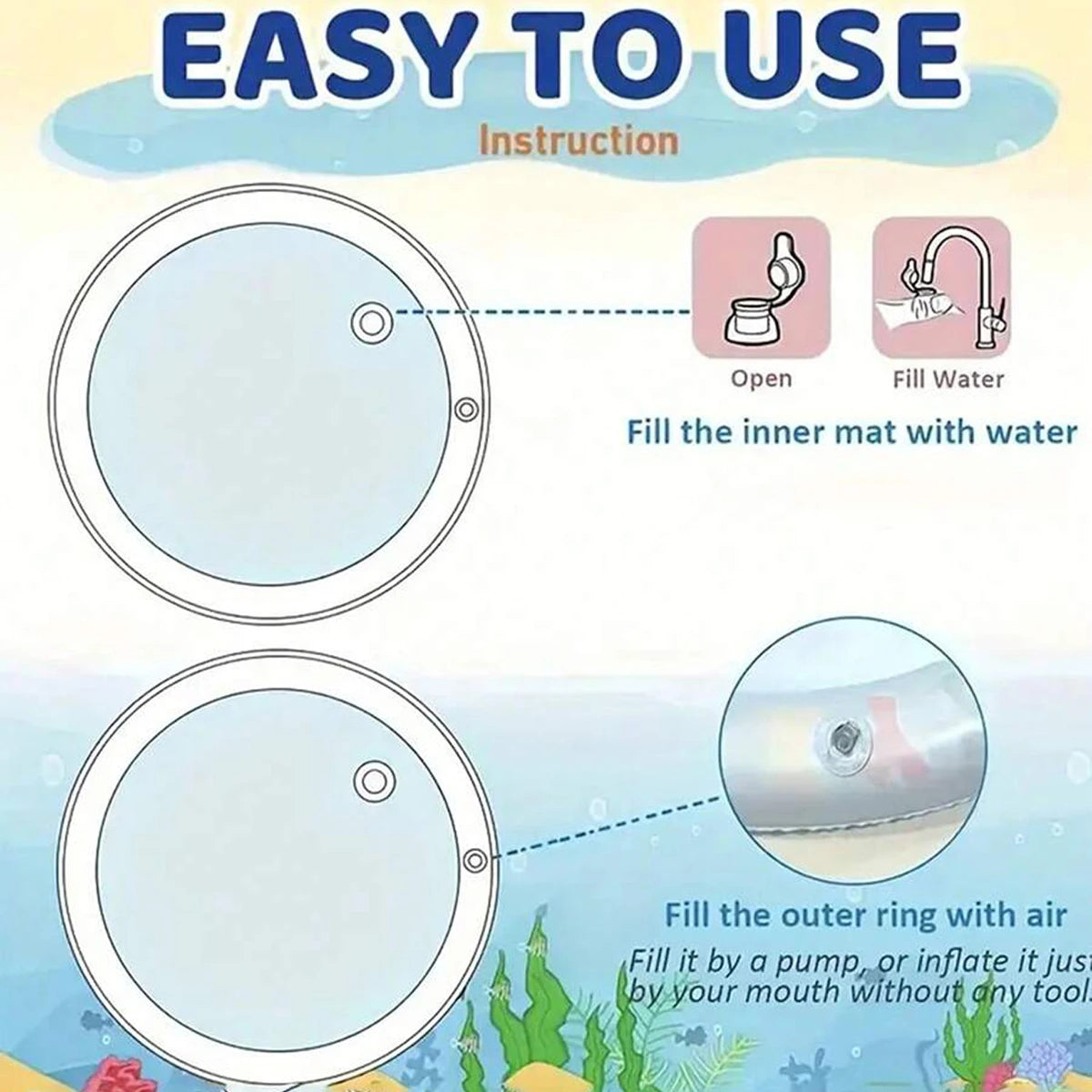 Inflatable Ocean Theme Pet Cooling Water Mat