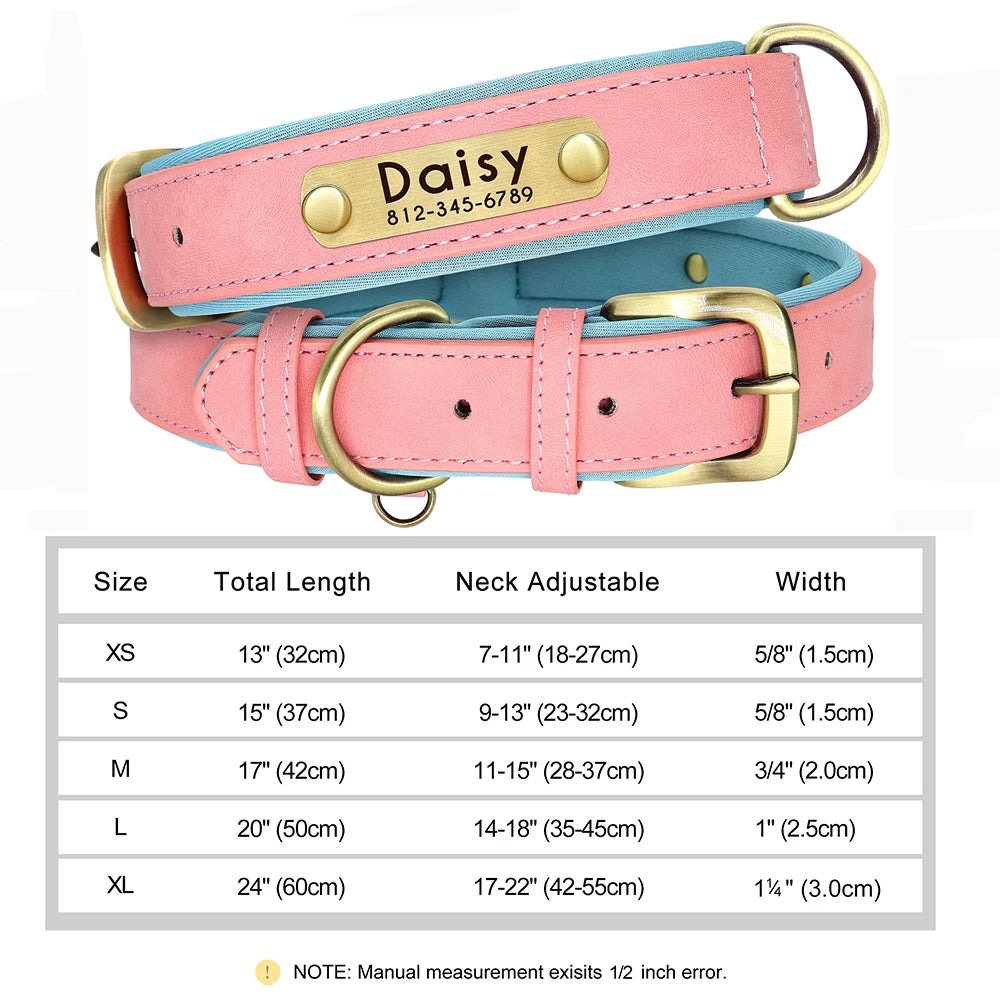 Personalized Leather Dog Collar with Engraved Nameplate
