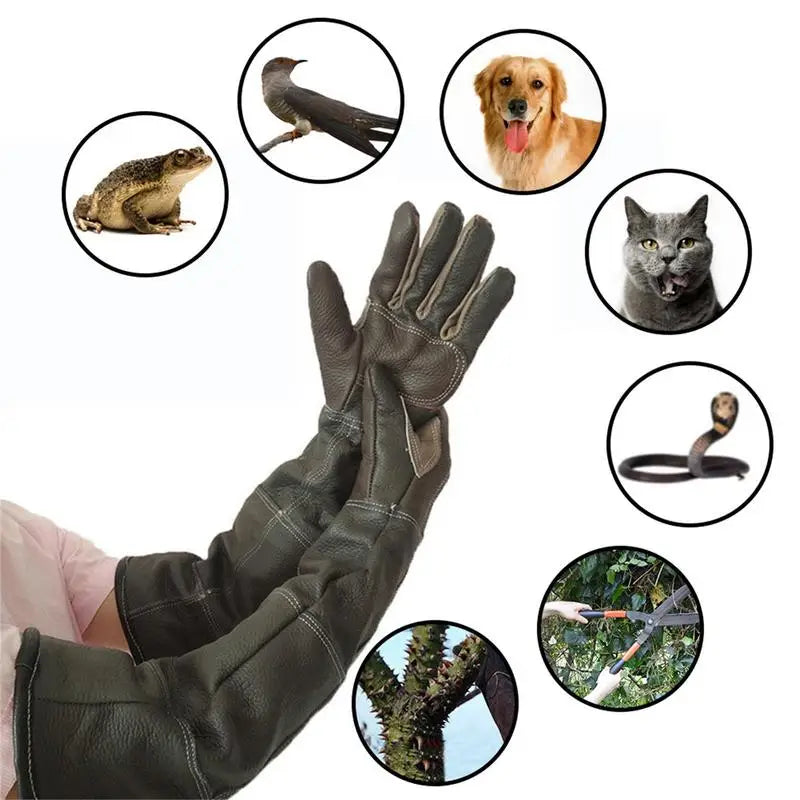 Leather Anti Bite Pet Training and Gardening Gloves