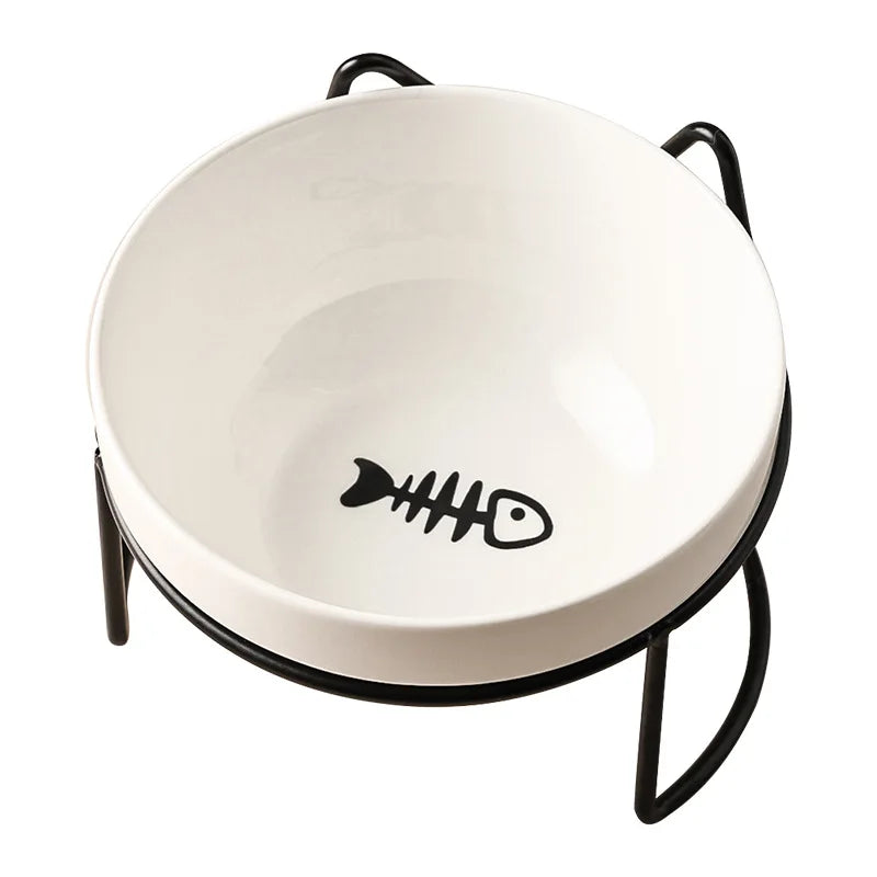 Ceramic Double Cat Bowl with Cervical Protection