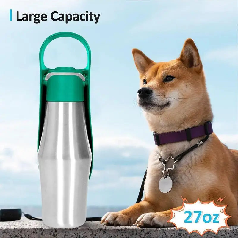 27oz Stainless Steel Travel Dog Water Bottle and Bowl