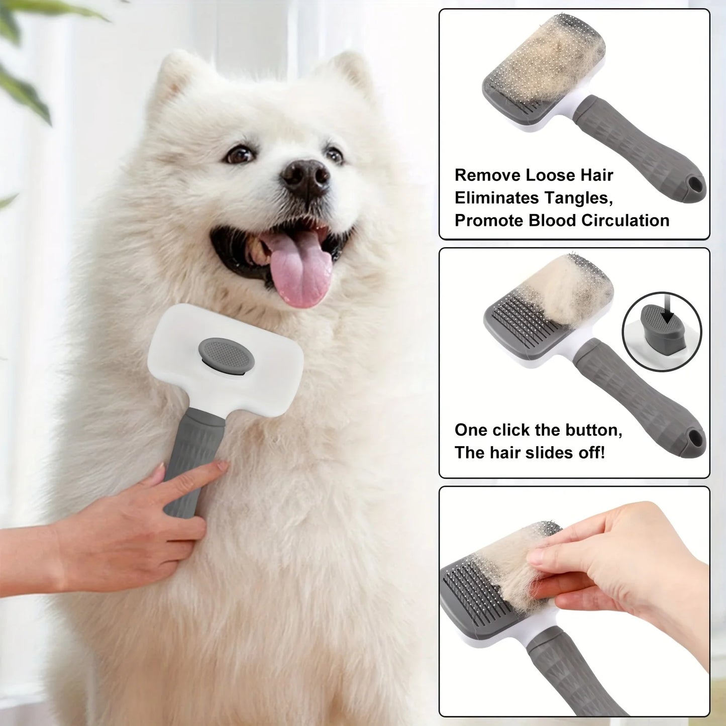 Self Cleaning Pet Hair Removal Comb and Cat Slicker Brush