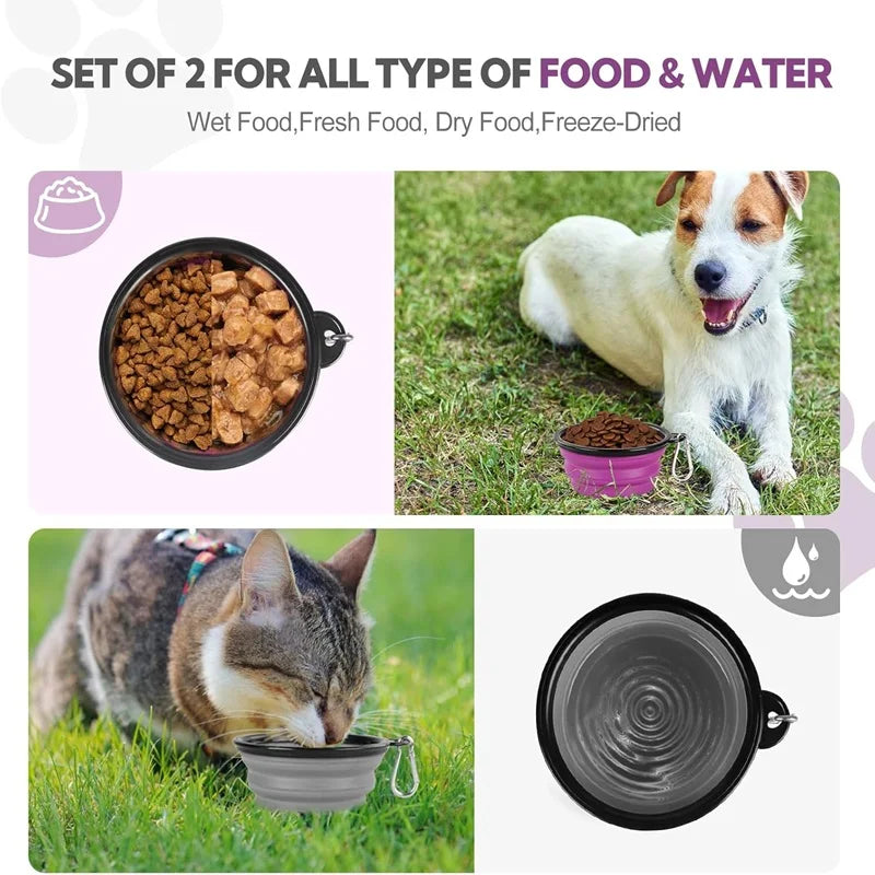 Portable Silicone 2-in-1 Pet Travel Bowl