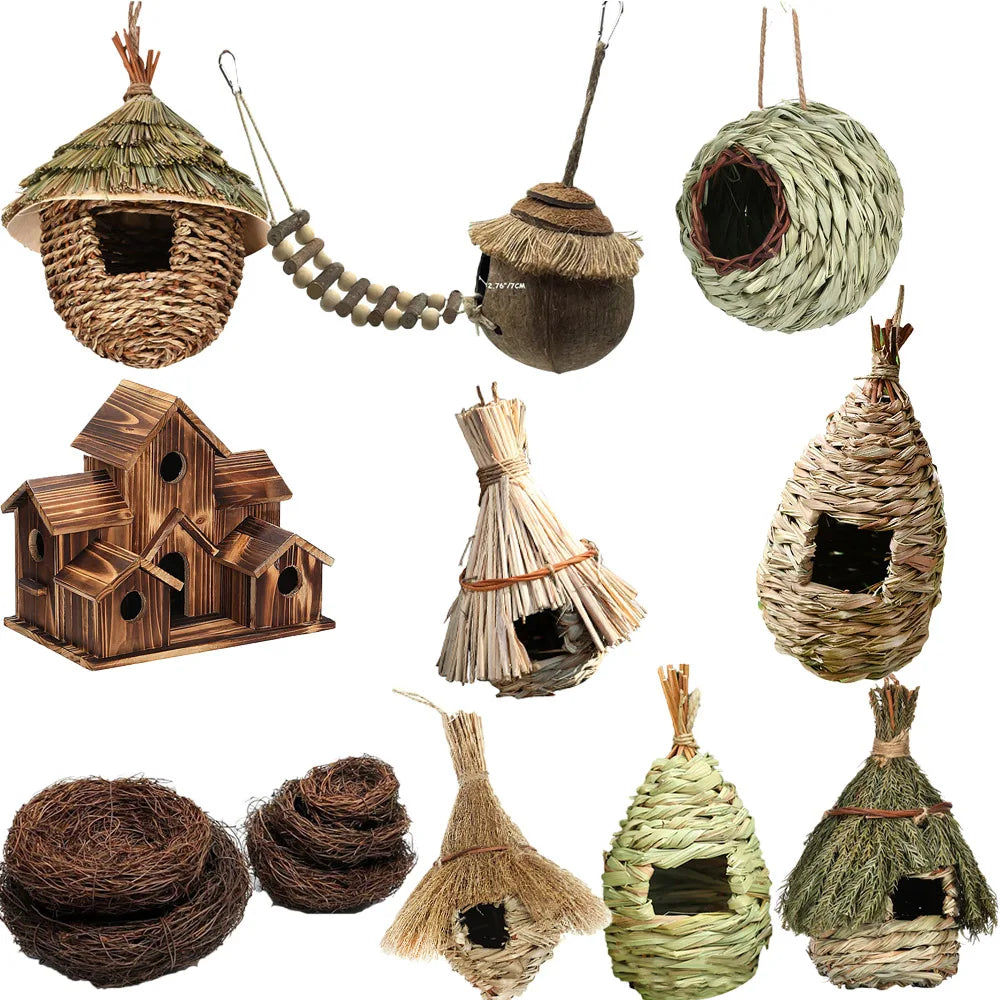 Woven Natural Grass Birdhouse Hideaway Decoration