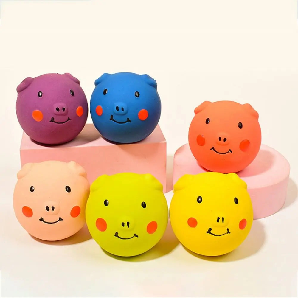 Colorful Latex Squeaky Pig Dog Toy
