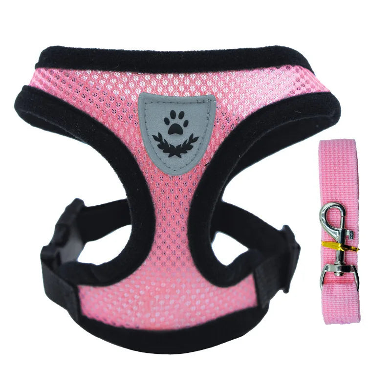 Adjustable Mesh Dog Vest and Leash Set for Small Pets