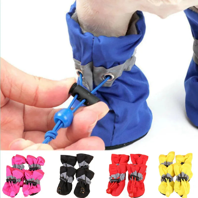 Waterproof Anti-Slip Pet Dog Shoes 4-Piece Set