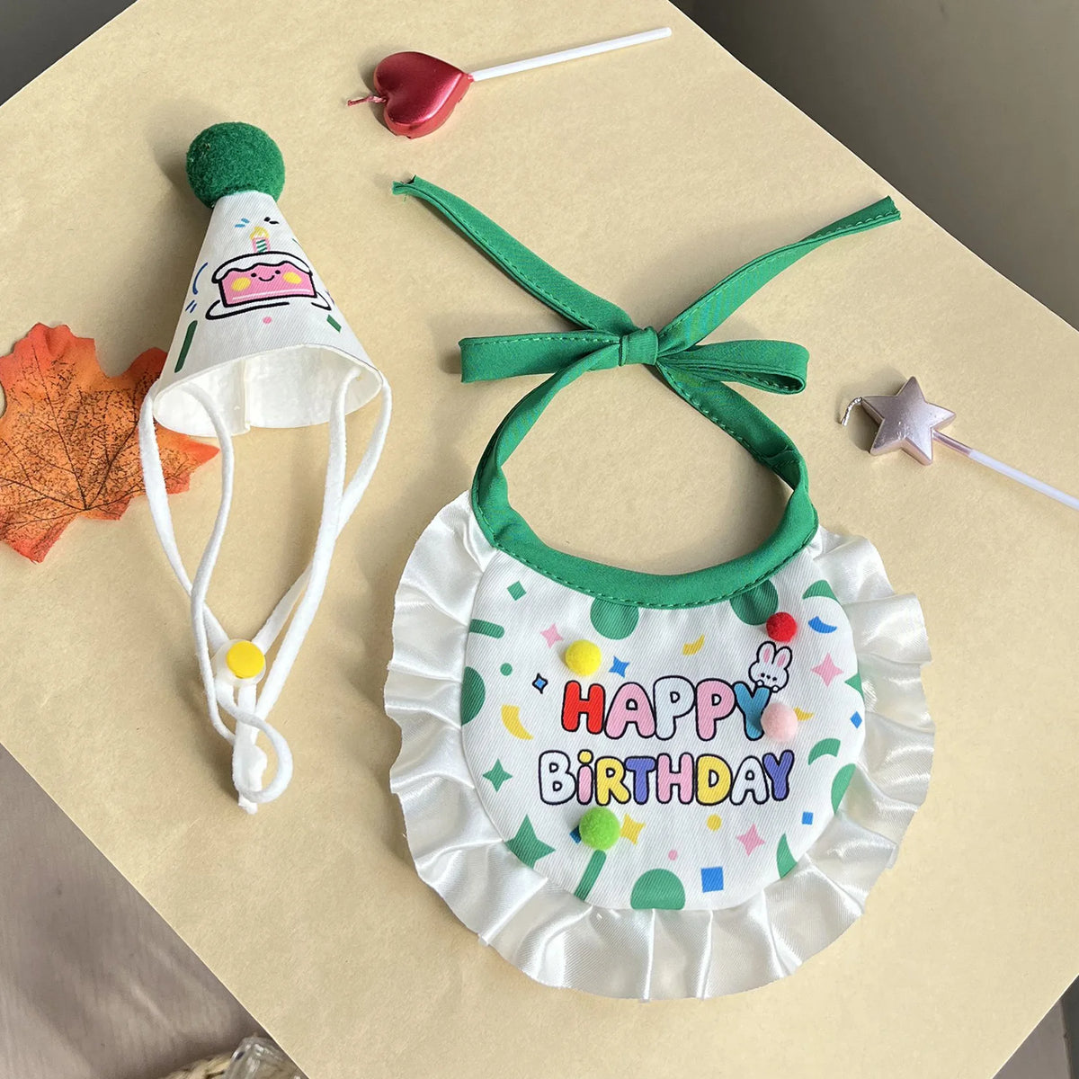 Pet Birthday Hat and Bib Party Costume Set
