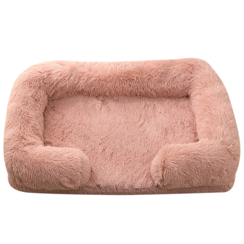 Plush Winter Thickened Square Dog Bed with Removable Pad