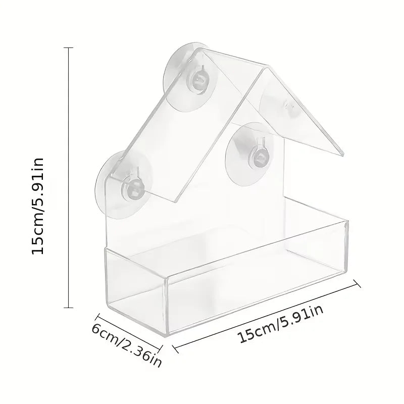 Clear Window Acrylic Hanging Bird Feeder