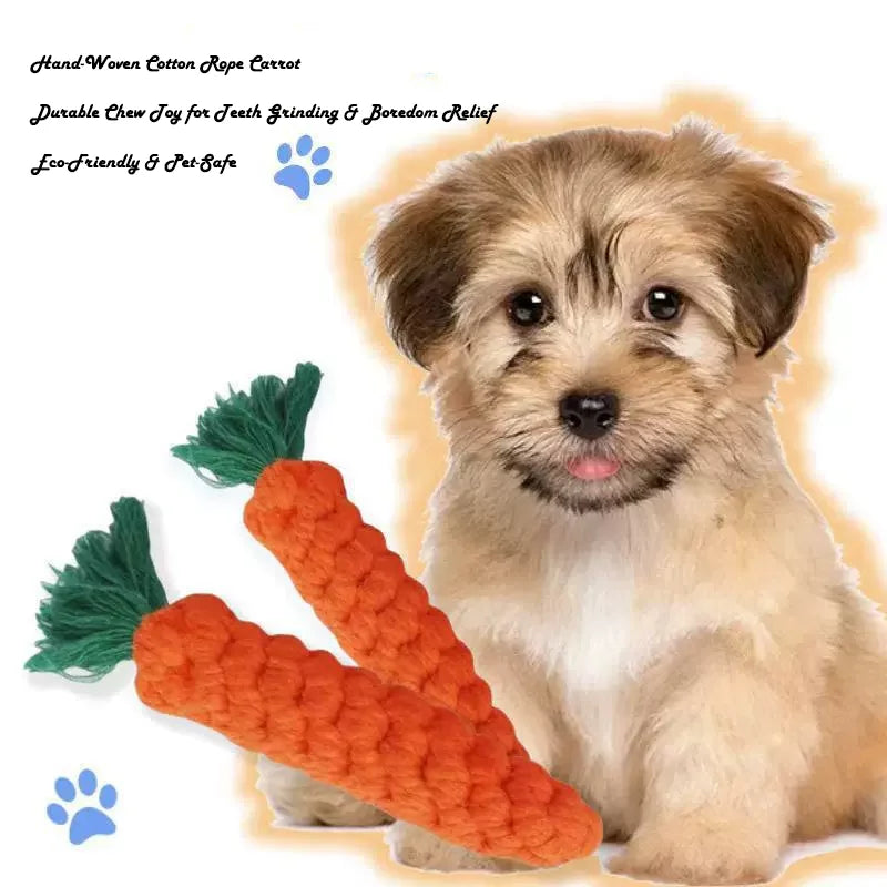 Carrot Cotton Rope Dog Chew Toy for Teeth Cleaning