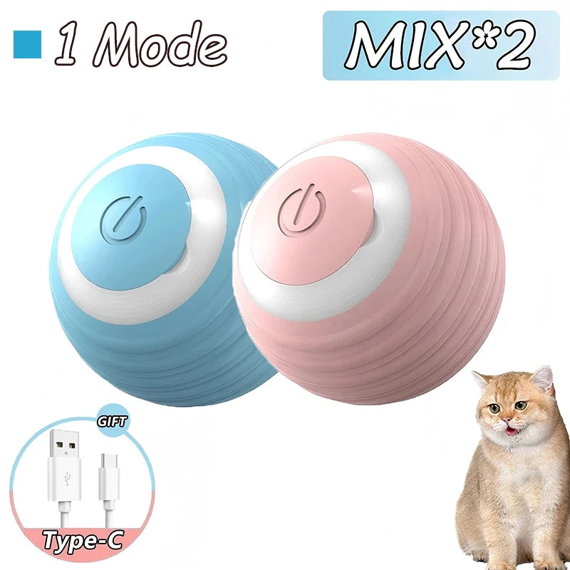 2 Pack Smart Interactive Rolling Cat Ball Toys with Faux Tails