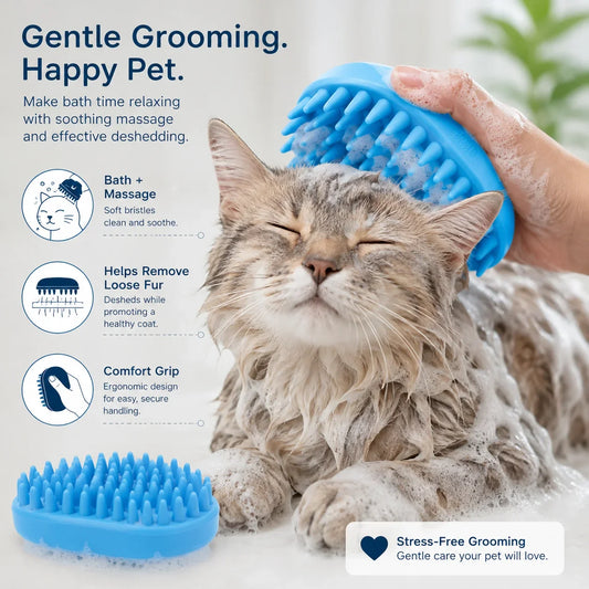 Pet Bath Brush and Grooming Deshedding Tool