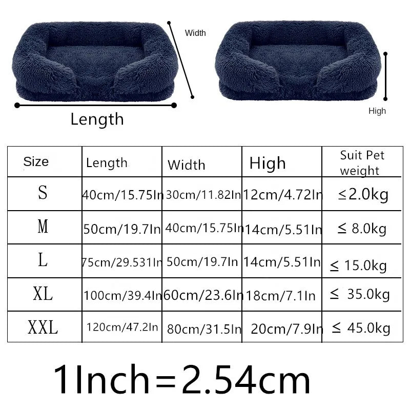 Plush Winter Thickened Square Dog Bed with Removable Pad