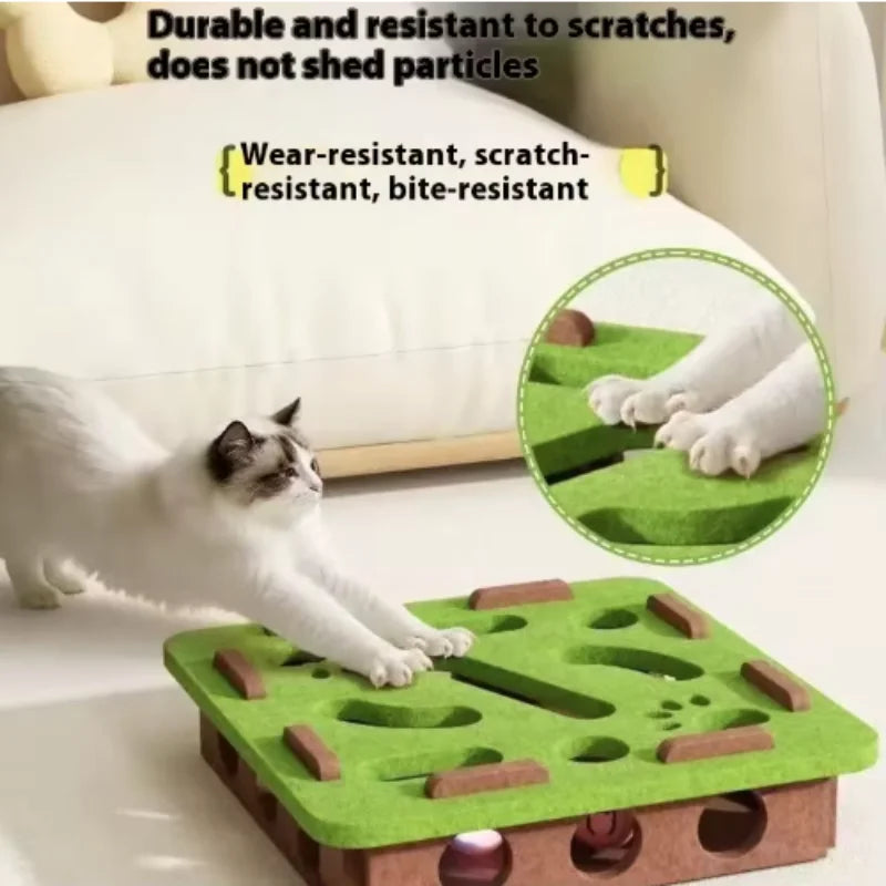 Interactive Felt Cat Puzzle Box With Bell Ball