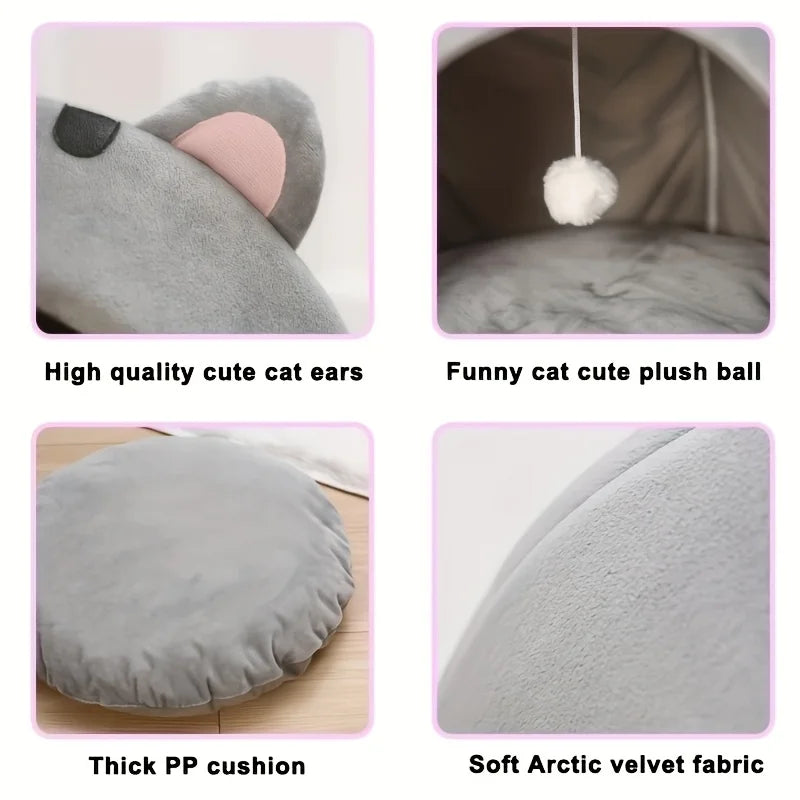 Cozy Cartoon Cat Bed and Puppy Cave Sofa