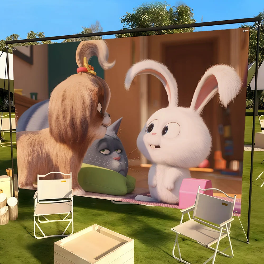 Cartoon T-THE S-SECRET L-LIFE OF P-PETS flag Suitable For Dormitory Room Outdoor Gift Party Decoration Picnic Camping