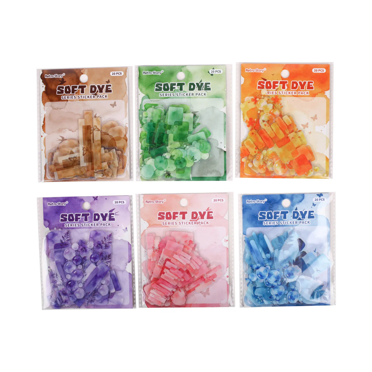 20 Piece Watercolor Theme Decorative Sticker Set