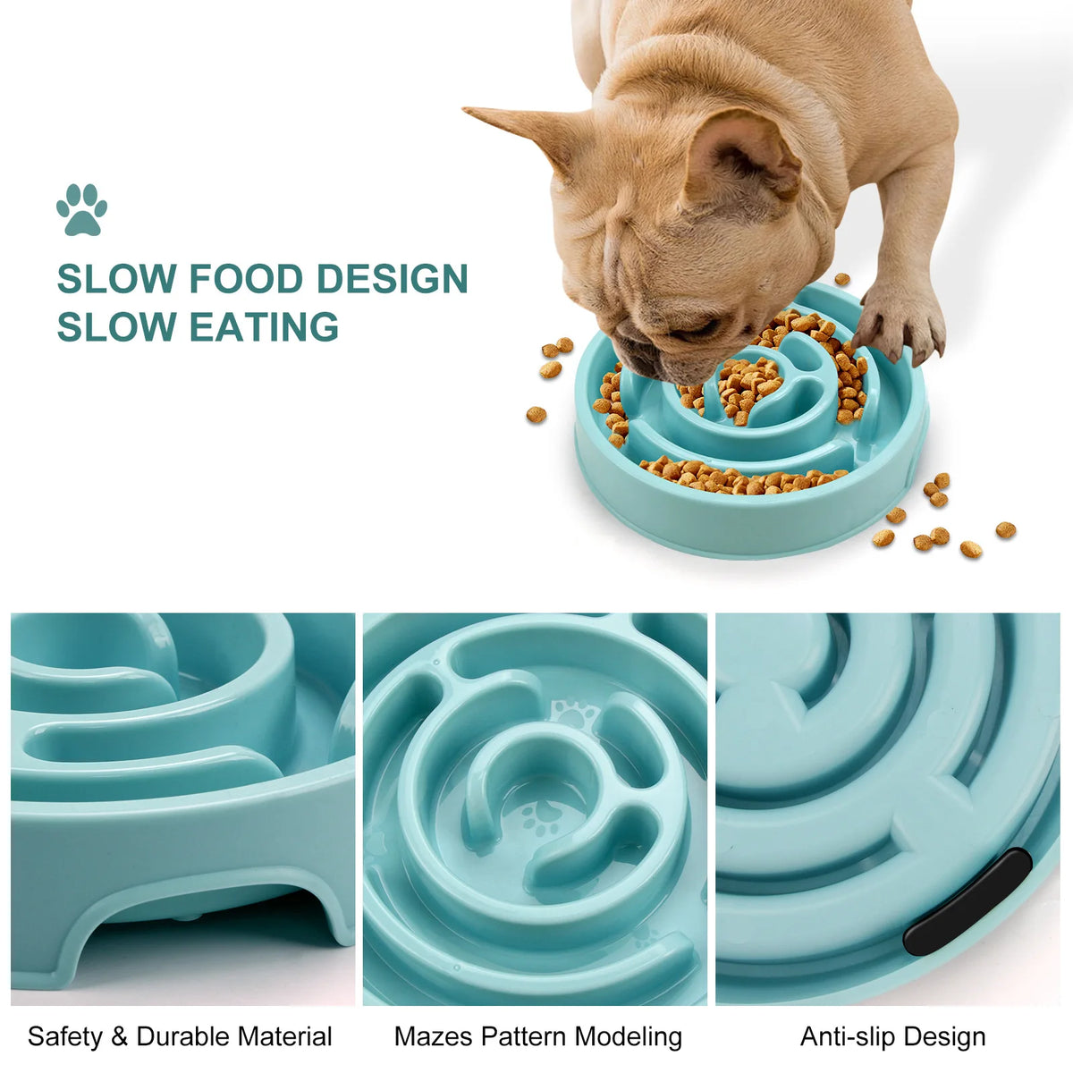 Non-Slip Durable Slow Feeder Pet Bowl for All Sizes