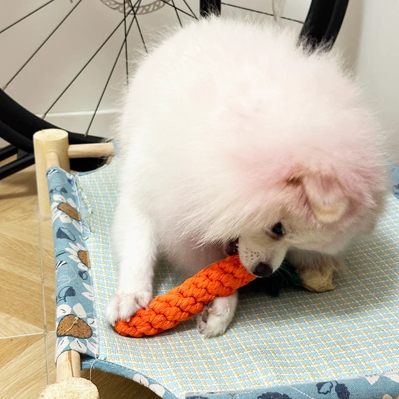Carrot Cotton Rope Dog Chew Toy for Teeth Cleaning