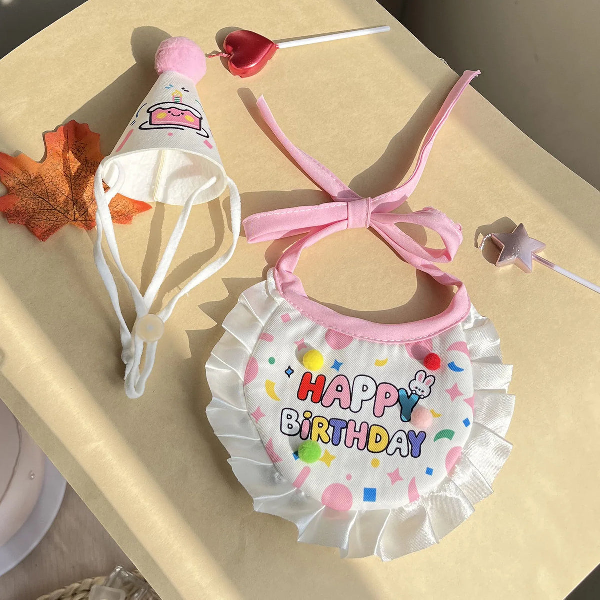 Pet Birthday Hat and Bib Party Costume Set
