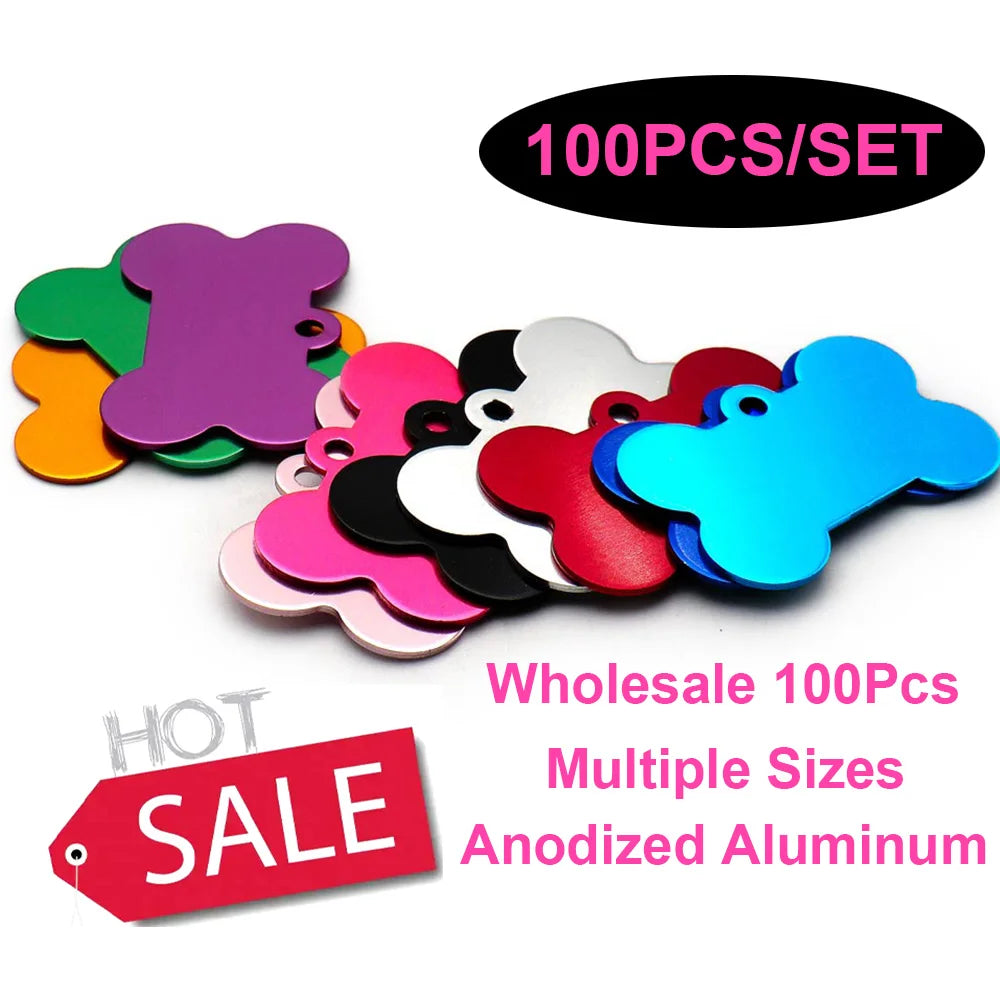 Personalized Engraved Bone Dog ID Tags 100 Pack