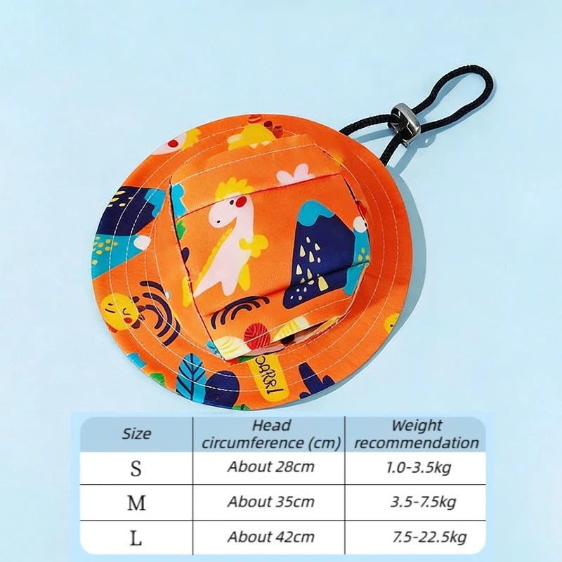 Adjustable Printed Dog Hat for Small and Medium Pets
