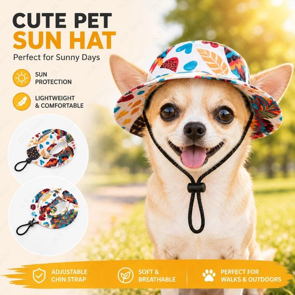 Adjustable Printed Dog Hat for Small and Medium Pets