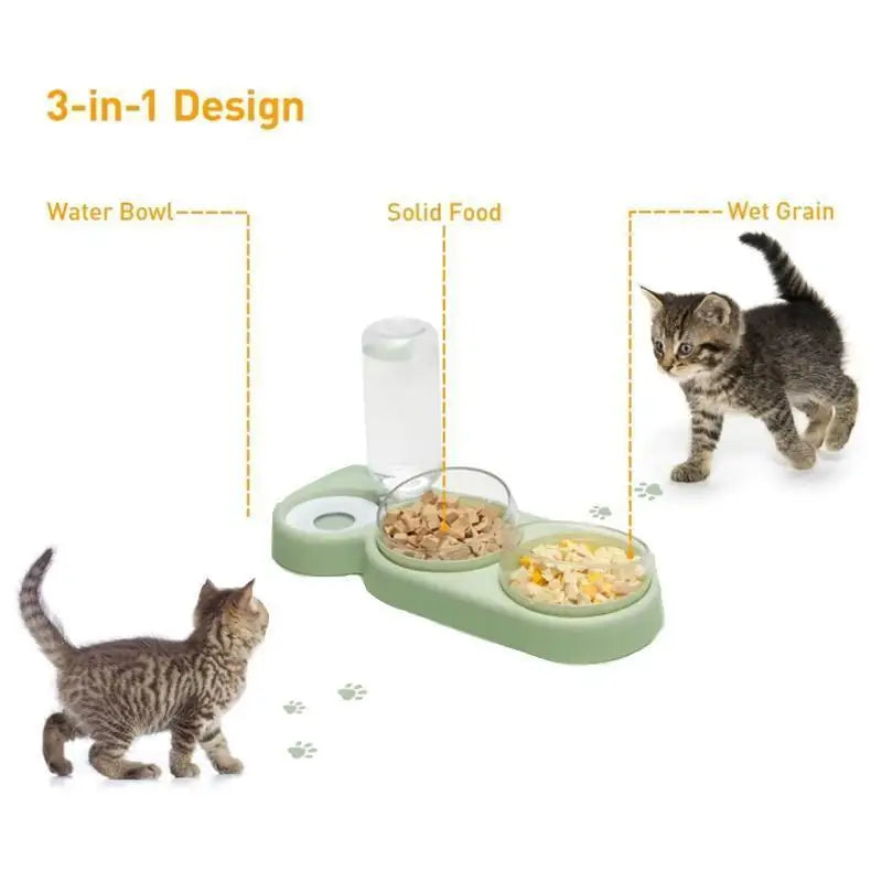 Triple Bowl Automatic Pet Water Dispenser and Feeder