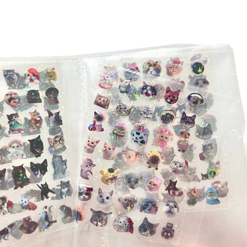 10 Piece Glitter Waterproof Cat Laser Memo Stickers for Scrapbooking