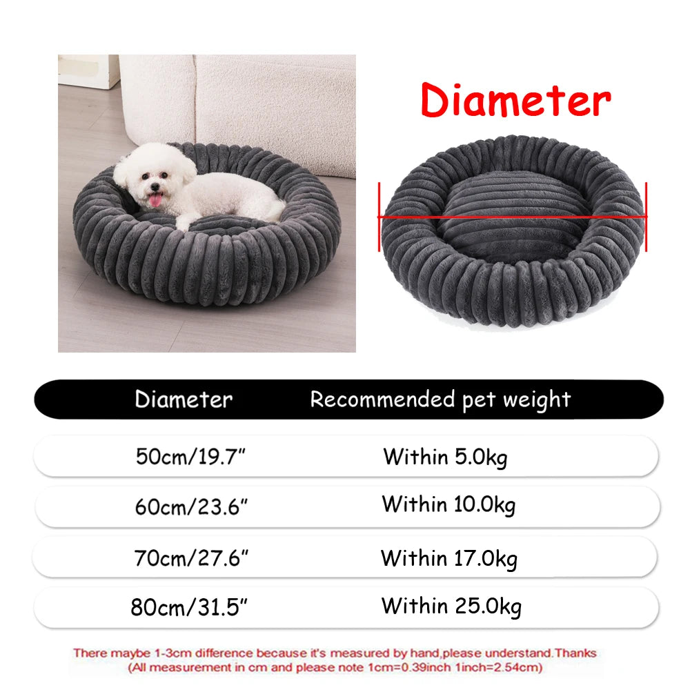 Plush Round Winter Warm Pet Bed in Six Sizes