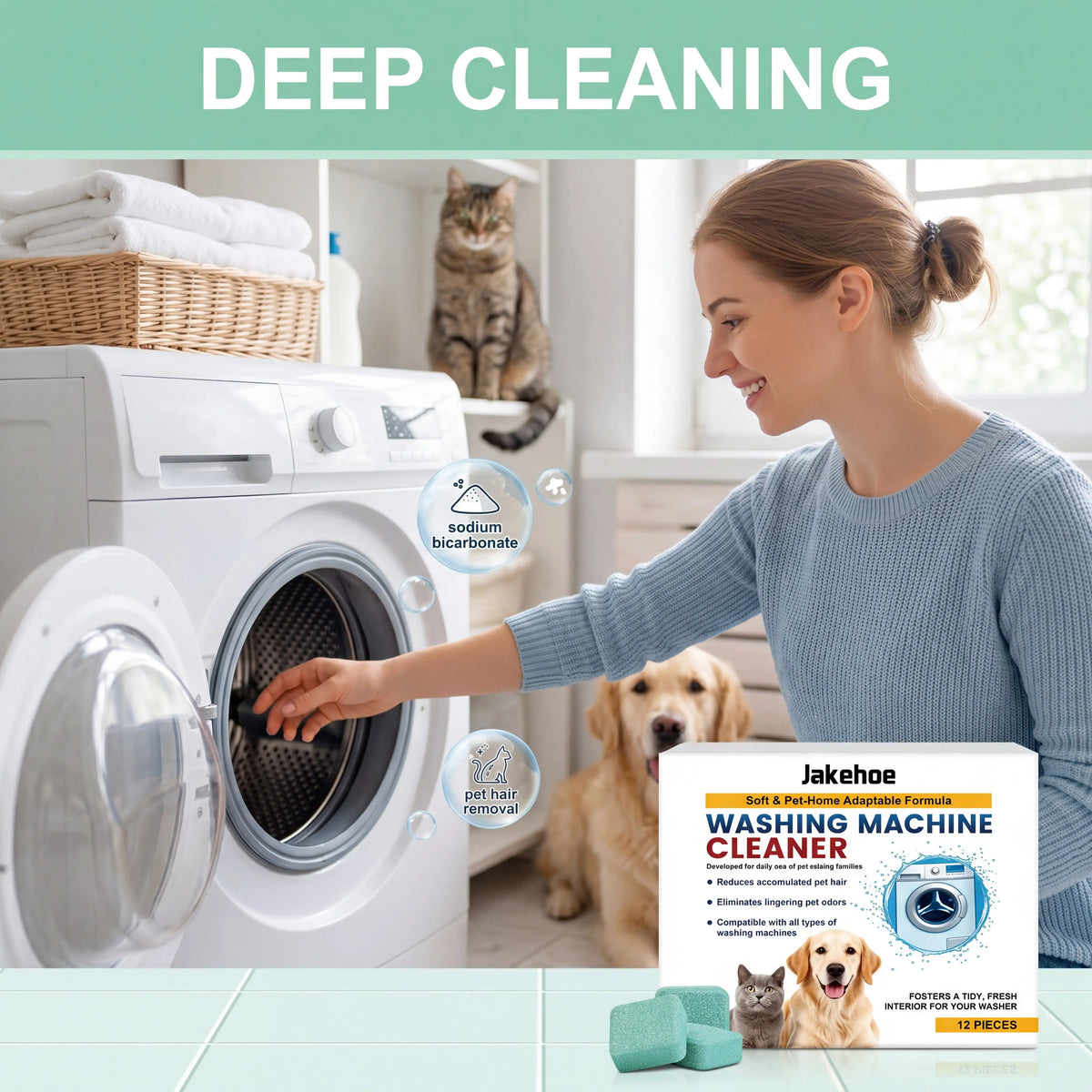 Pet Washing Machine Cleaner Tablets 12 Pack