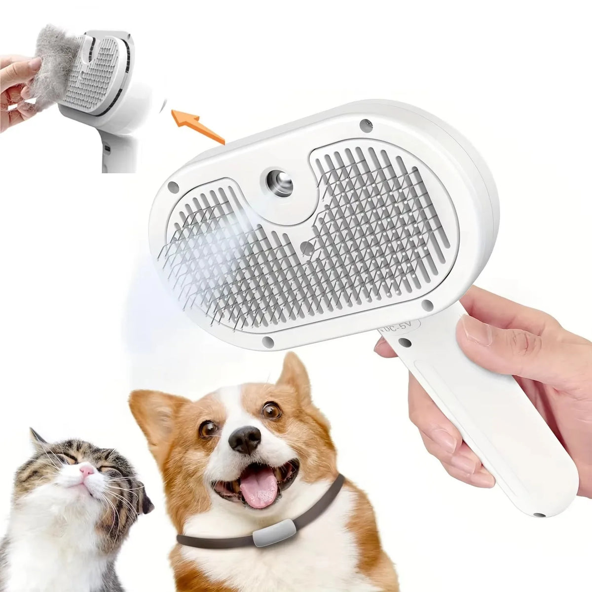 3-in-1 Electric Steamy Pet Grooming Brush