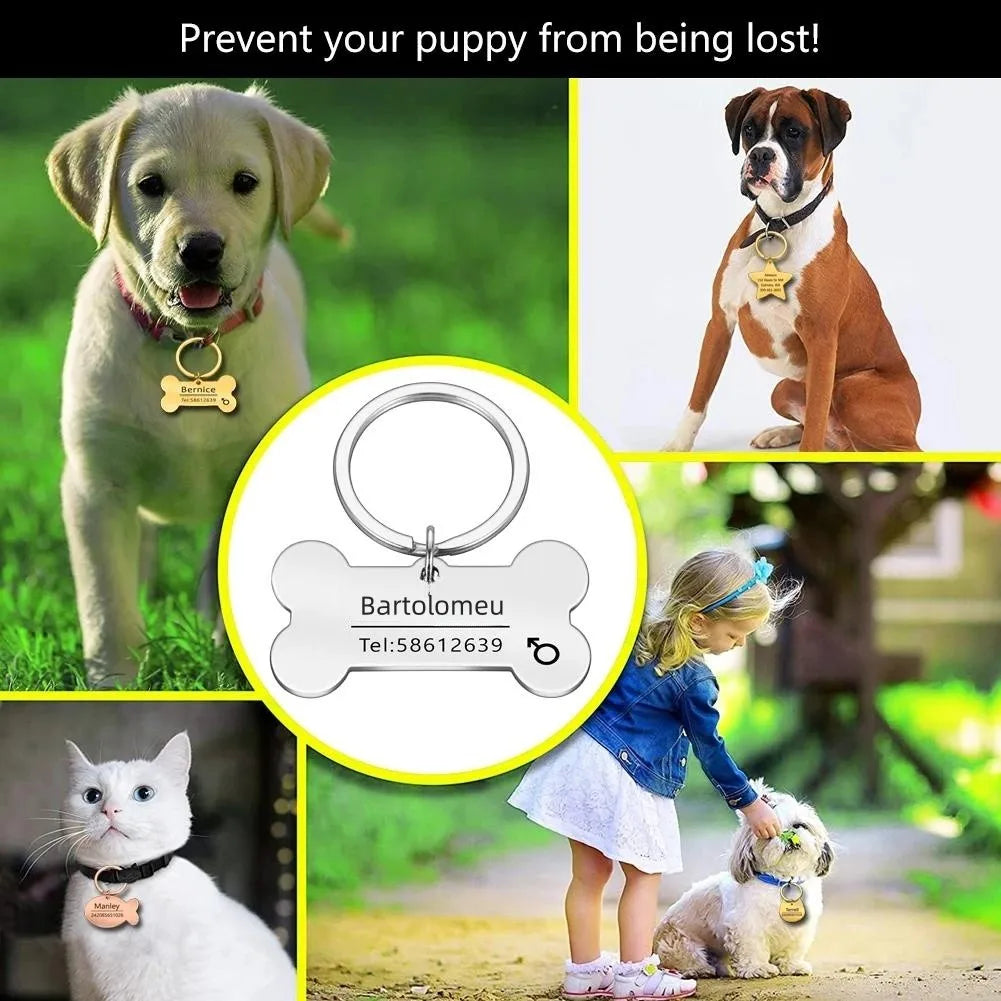 Personalized Engraved Pet ID Tag Bone Shape