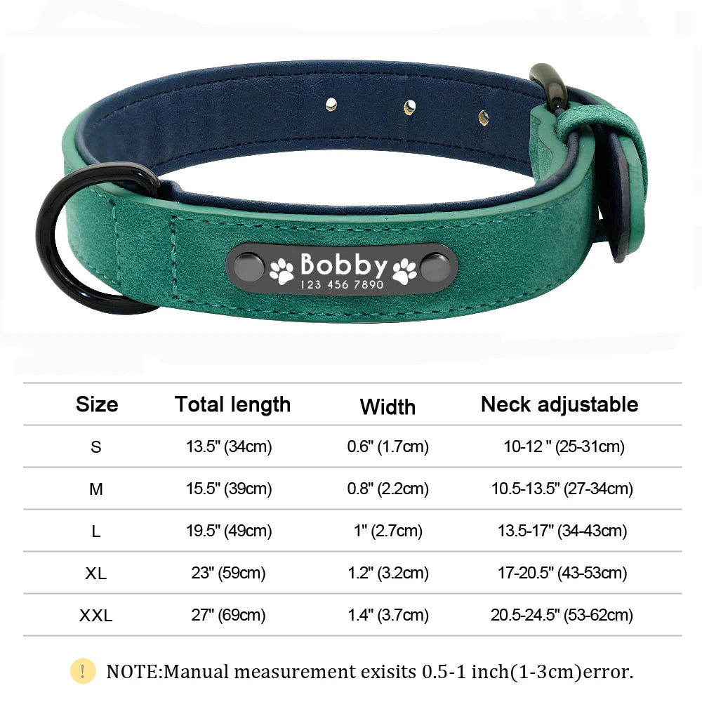Personalized Leather Dog Collar with Engraved Nameplate