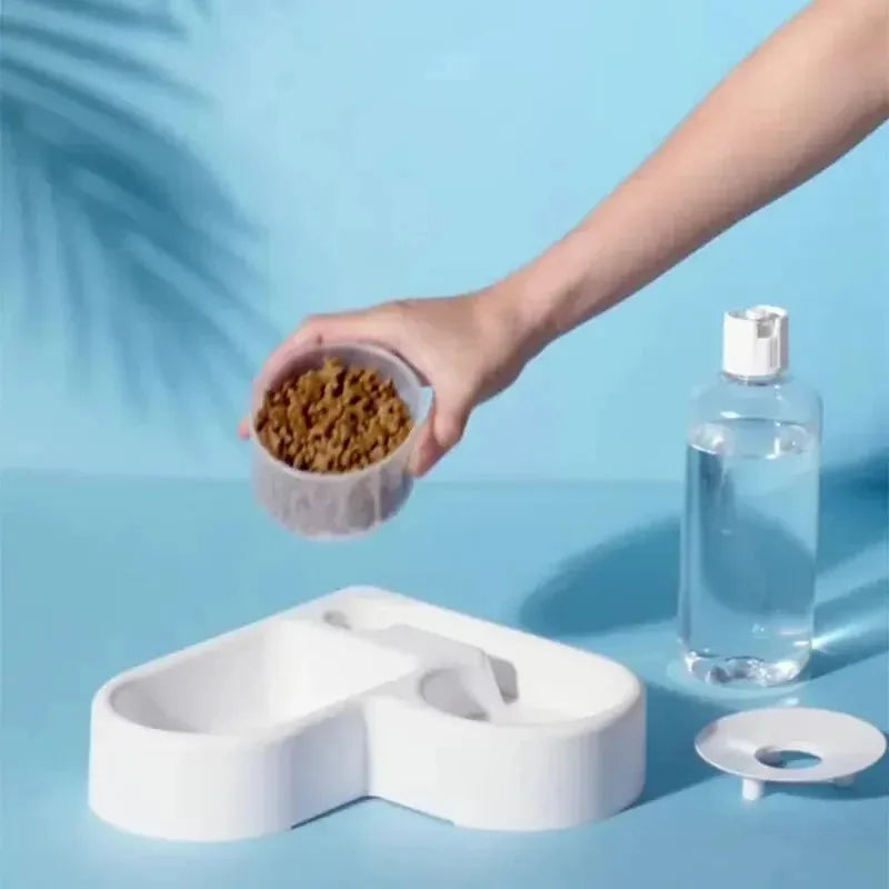 Double Pet Bowl Set with Automatic Water Dispenser