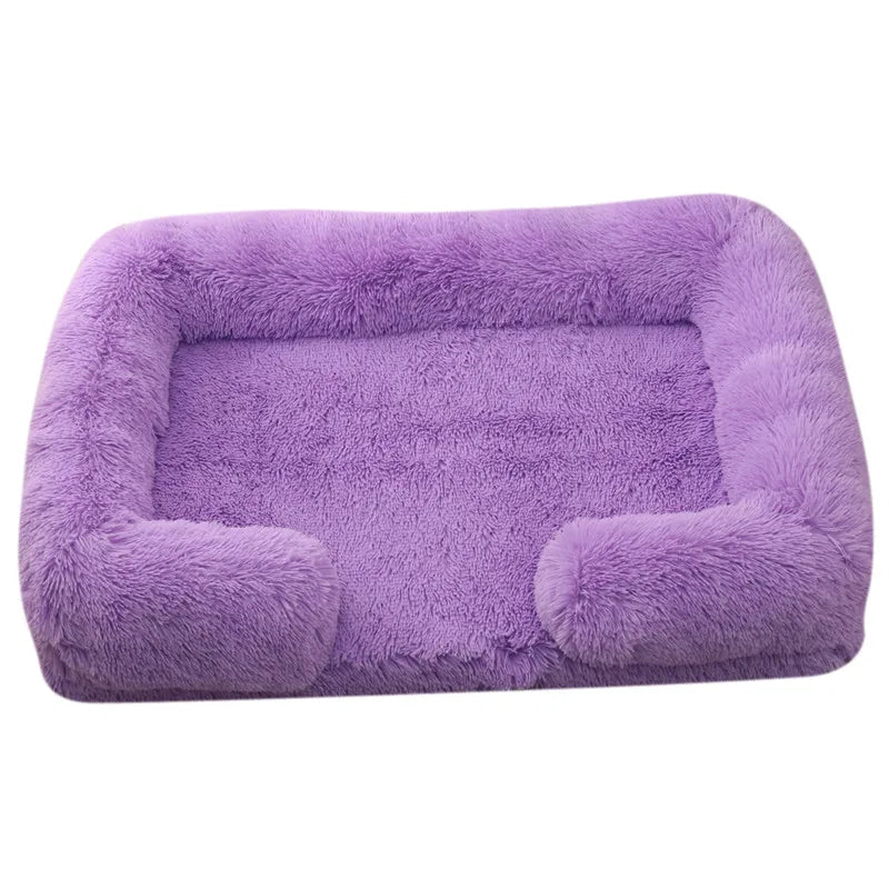 Plush Winter Thickened Square Dog Bed with Removable Pad