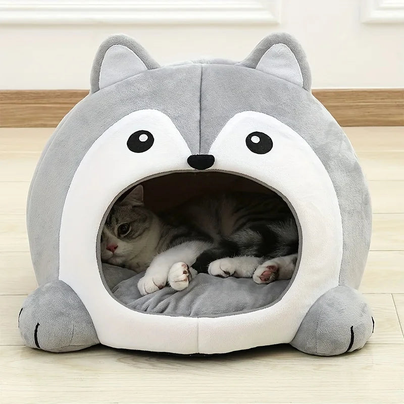 Cozy Cartoon Cat Bed and Puppy Cave Sofa