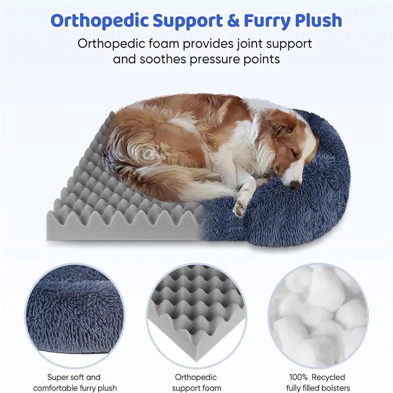 Plush Winter Thickened Square Dog Bed with Removable Pad