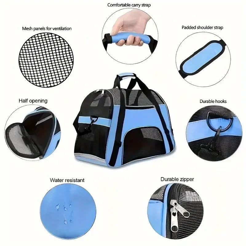 Portable Mesh Breathable Pet Carrier Bag for Small Dogs and Cats
