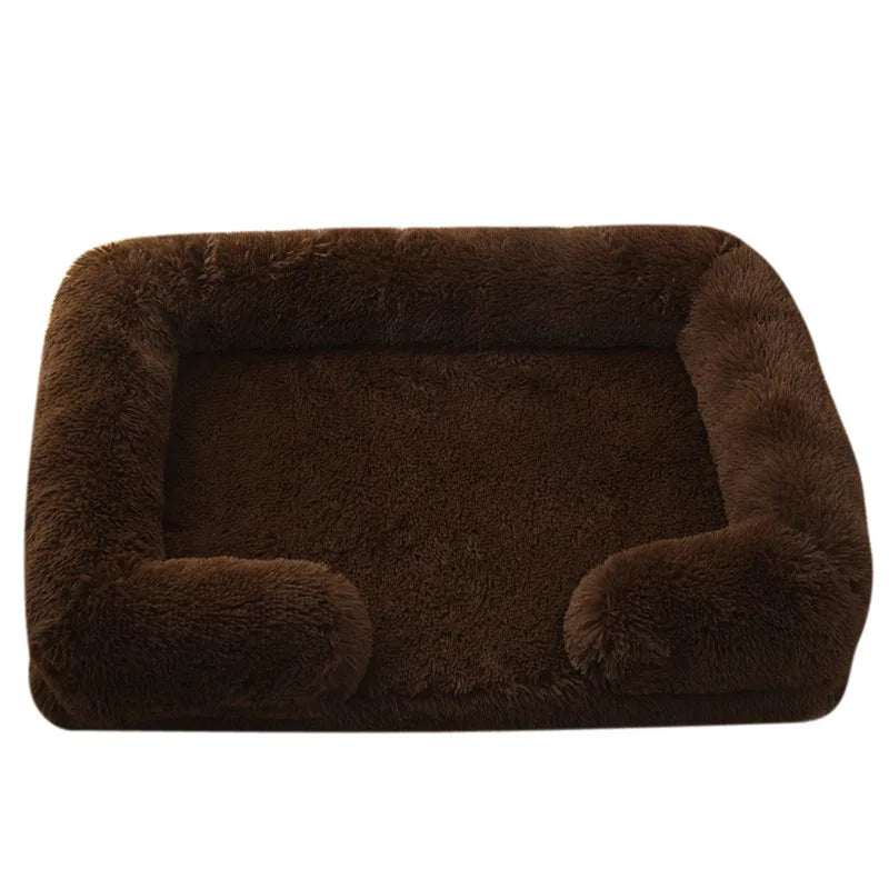 Plush Winter Thickened Square Dog Bed with Removable Pad