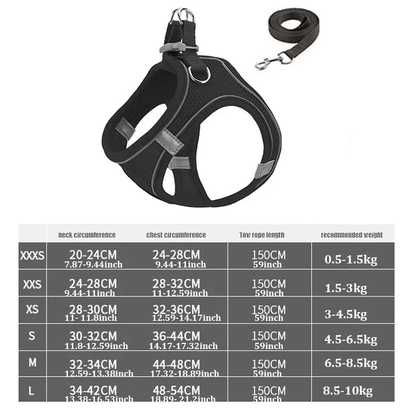 Reflective Adjustable Dog Harness And Leash Vest