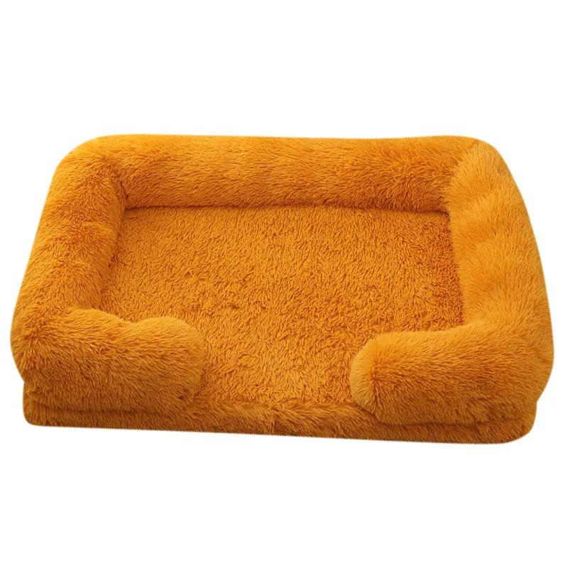 Plush Winter Thickened Square Dog Bed with Removable Pad