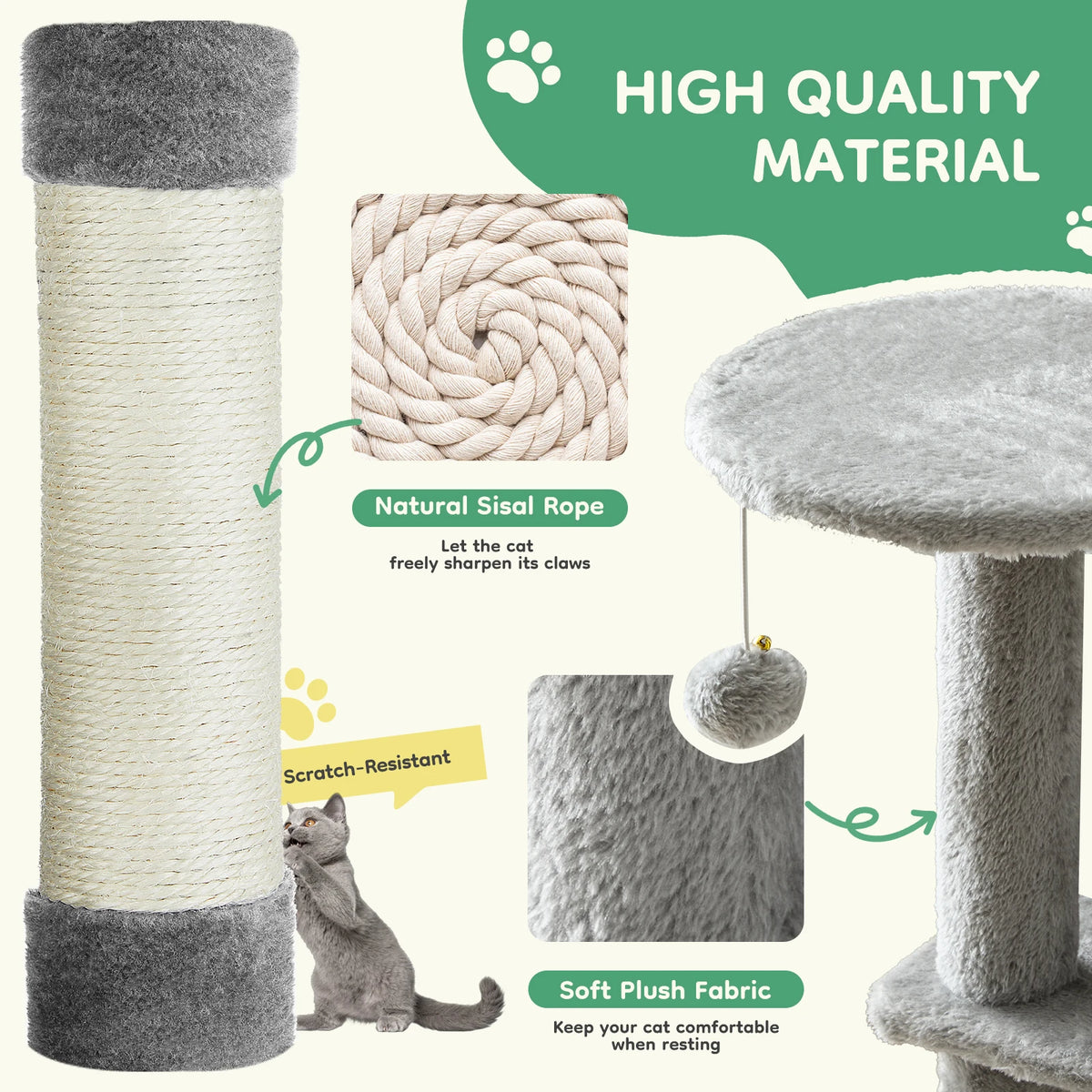 JHK Tall Multi-Cat Climbing Tower and Sisal Scratching Post