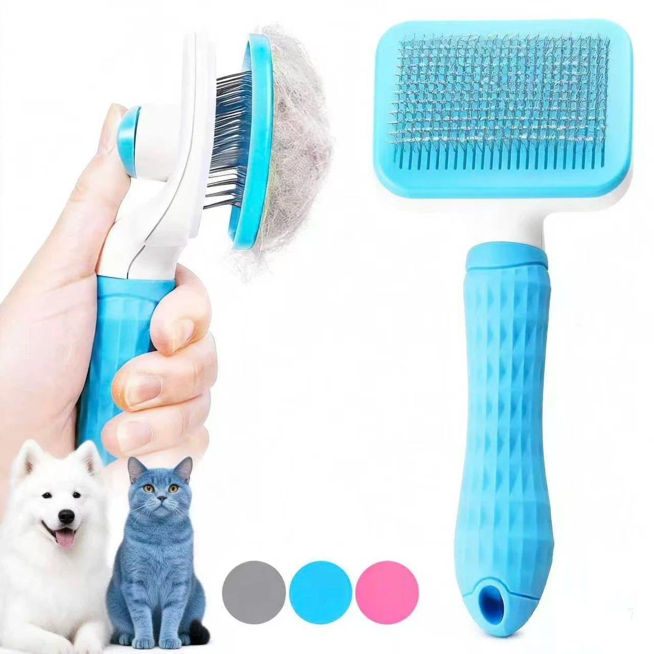 Self Cleaning Pet Hair Removal Comb and Cat Slicker Brush