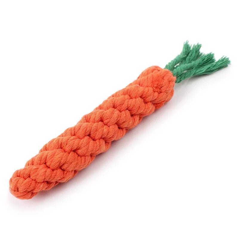 Carrot Cotton Rope Dog Chew Toy for Teeth Cleaning